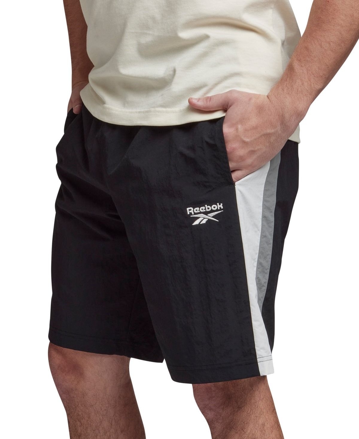 Reebok Mens Regular fit Crinkle Shorts Medium / 9 Black Solid