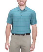 PGA TOUR Mens Regular fit Short Sleeve Polo Shirt Medium Blue Striped