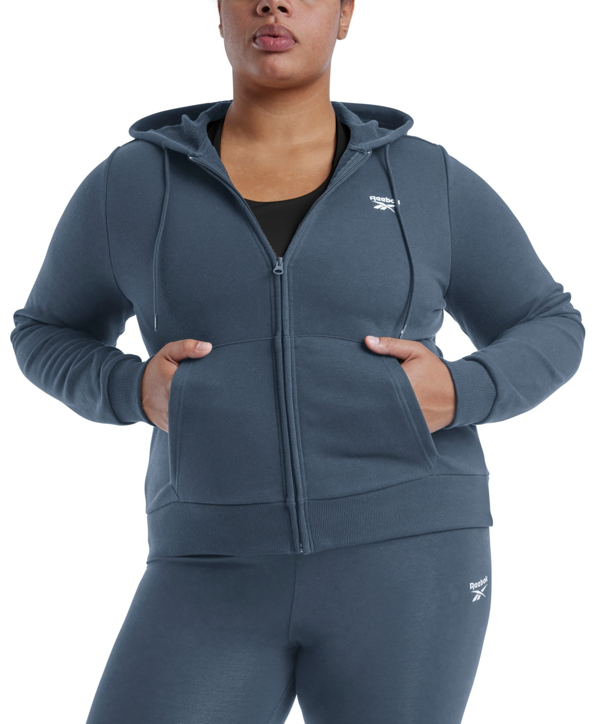 Reebok Womens Hoodie Sweatshirt 4X Blue Full Zip Solid