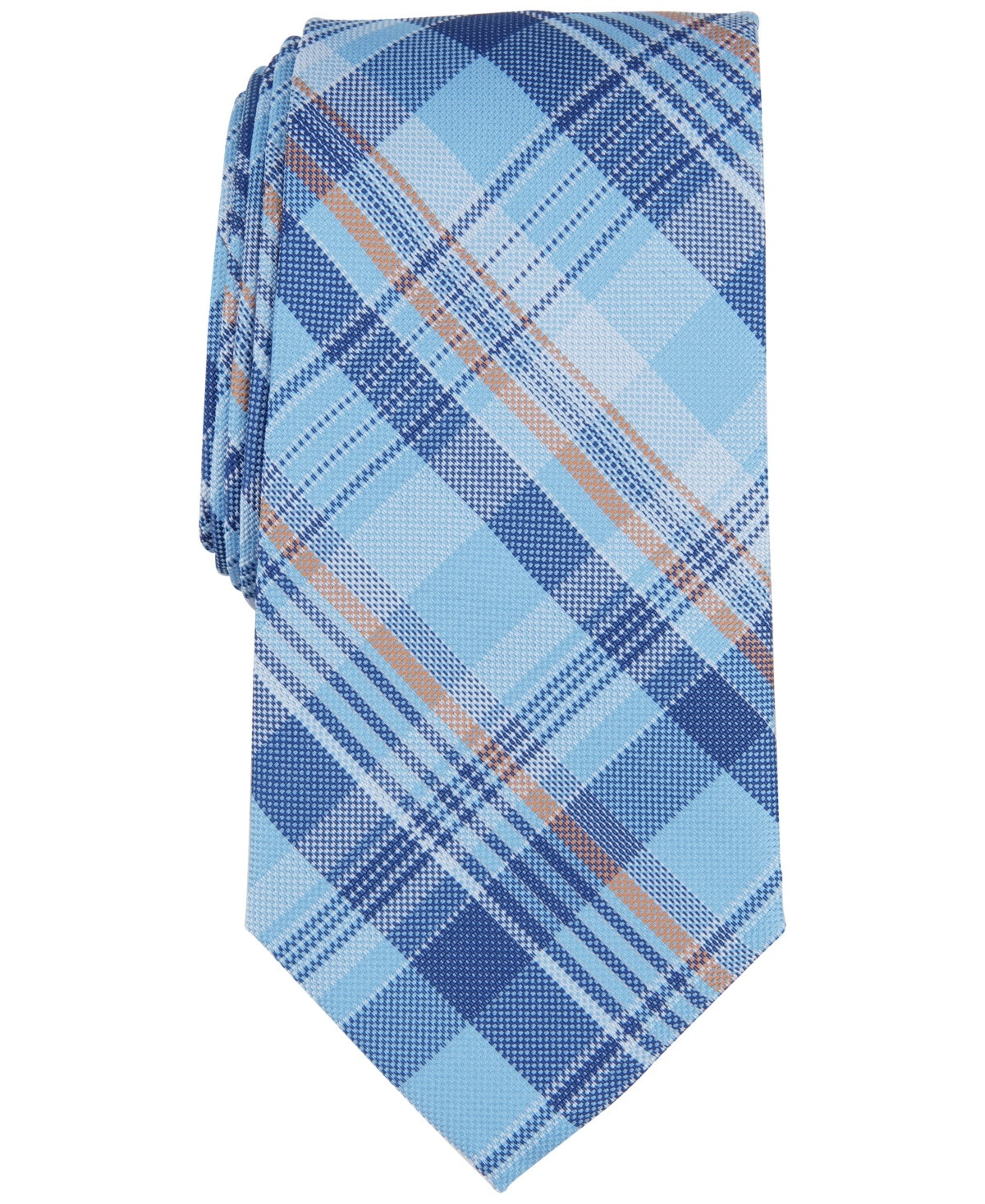 Club Room Mens Tie Necktie One Size Light Blue Morgan Plaid