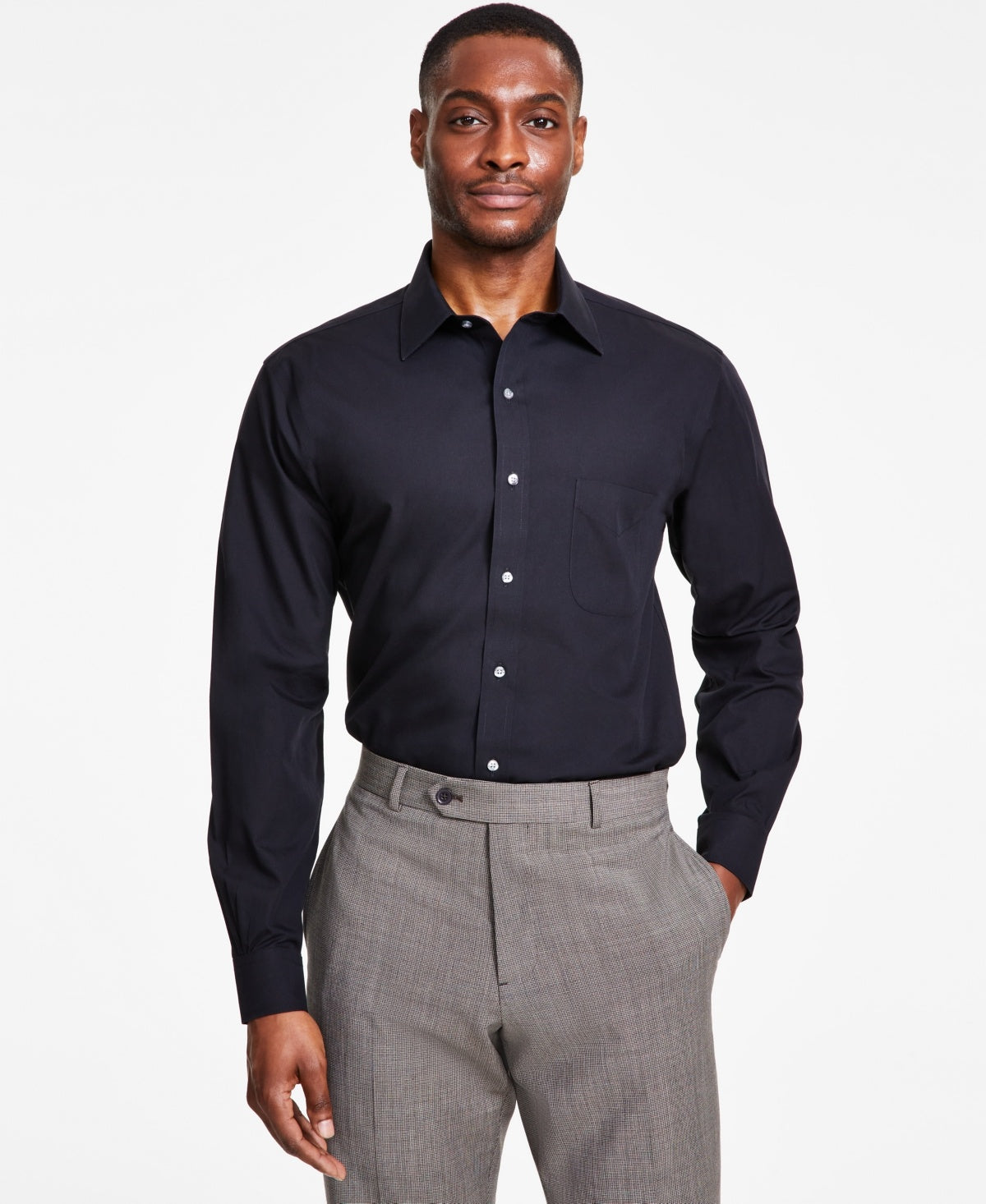 Brooks Brothers Mens Regular fit Dress Shirt Medium 15 in 32-33 Black Solid