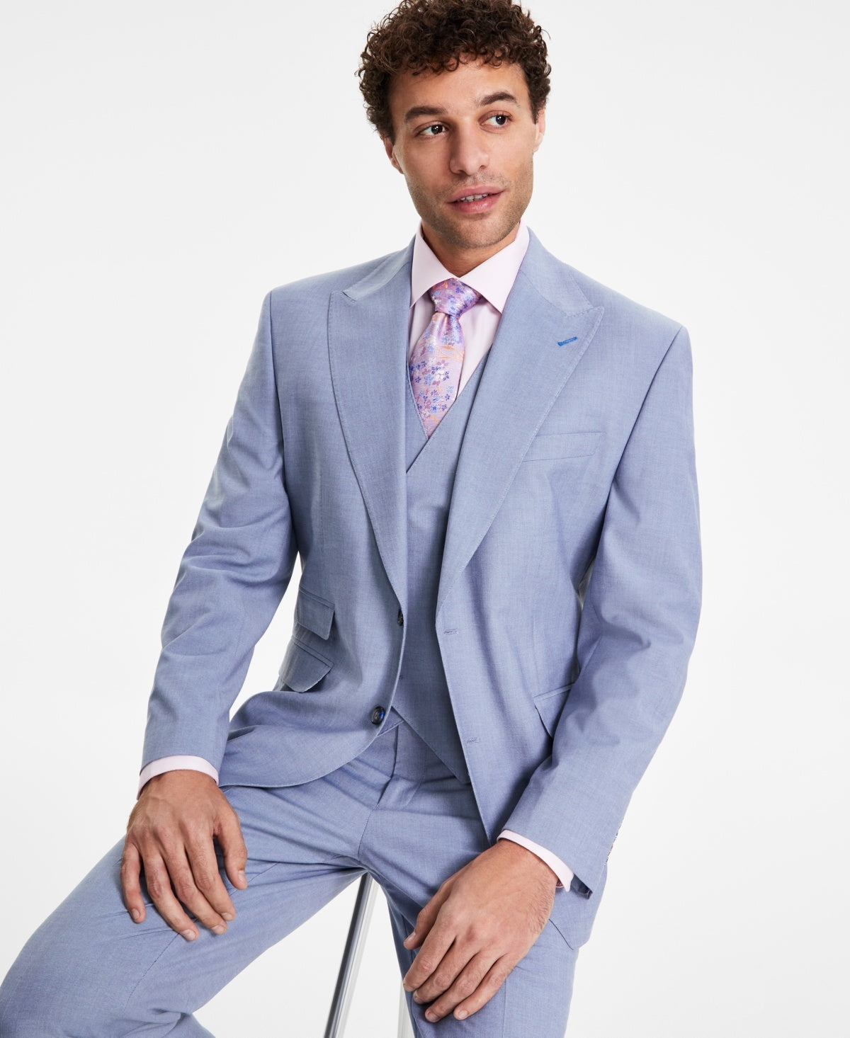 TAYION Mens Classic fit Suit Jacket Blazer 46 L Light Blue Solid