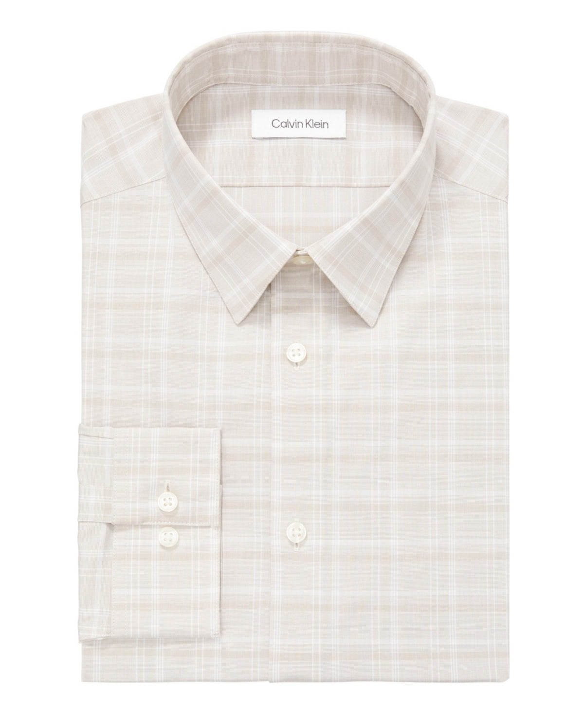 Calvin Klein Men Slim fit Button-Up Shirt XL 17.5 in 32-33 Brown Plaid