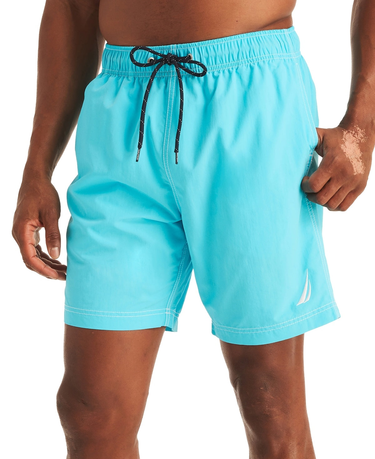 Nautica Mens Regular fit Swim Trunks Swimwear Small 8 Inseam  Blue Solid