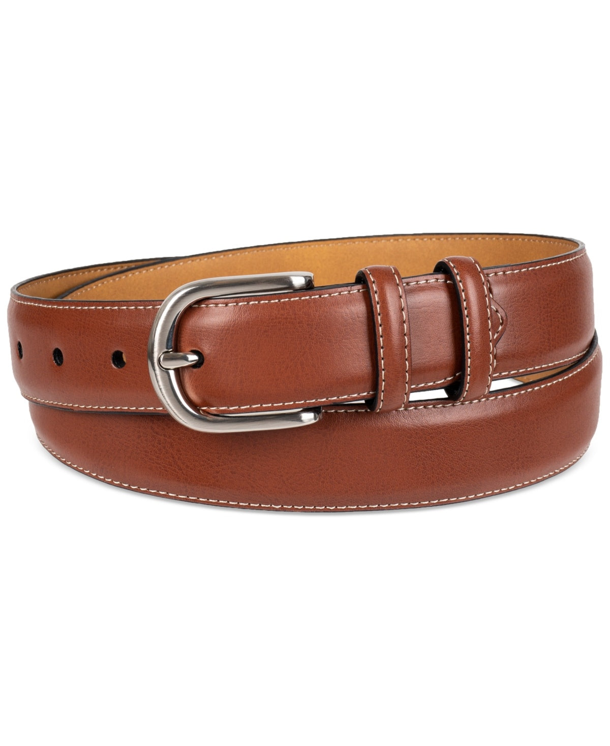 Club Room Mens Feather Edge Double Loop Belt Apparelbelt Medium 34-36 Brown