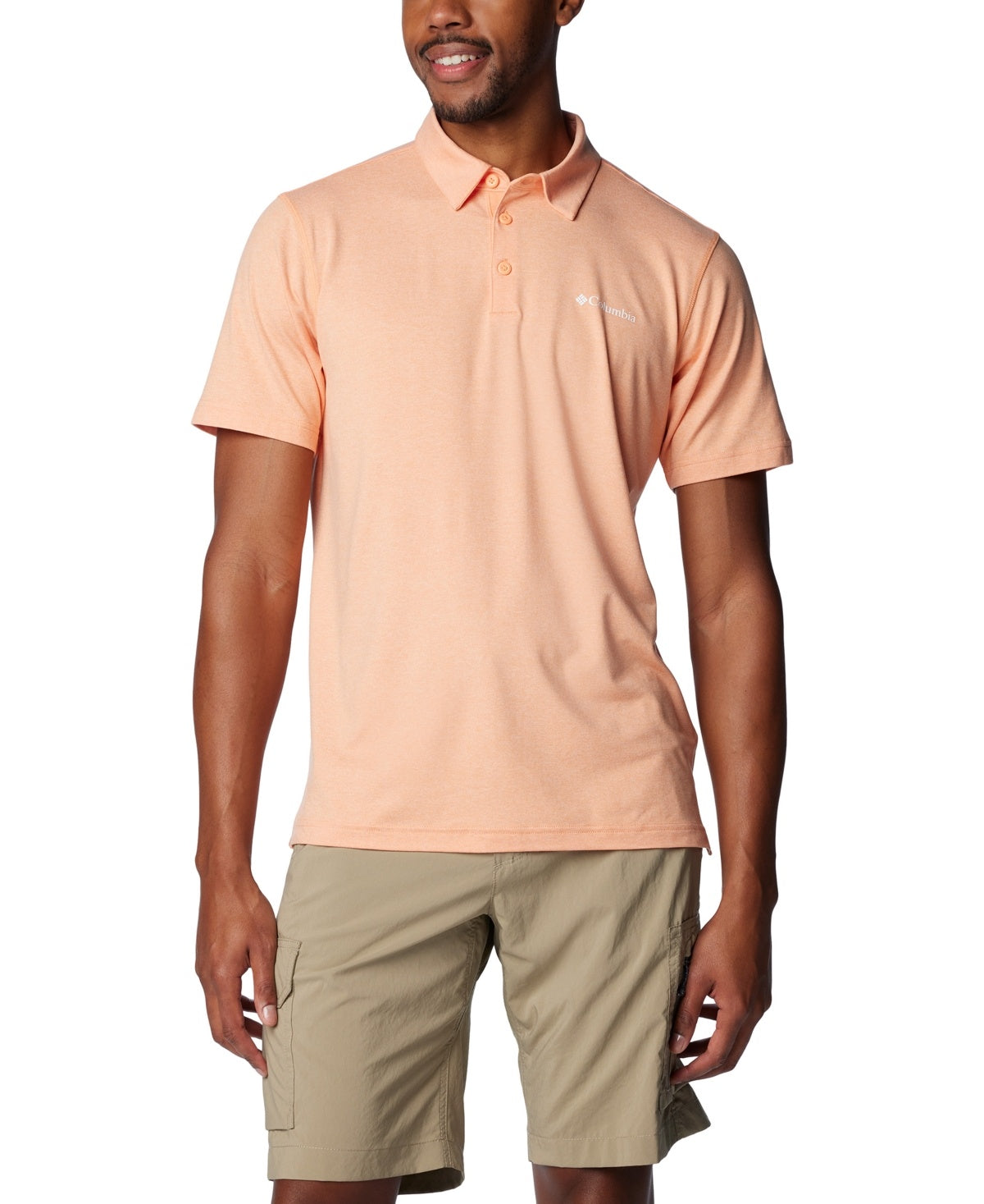 Columbia Men Regular fit Short Sleeve Polo Shirt XL Orange Solid