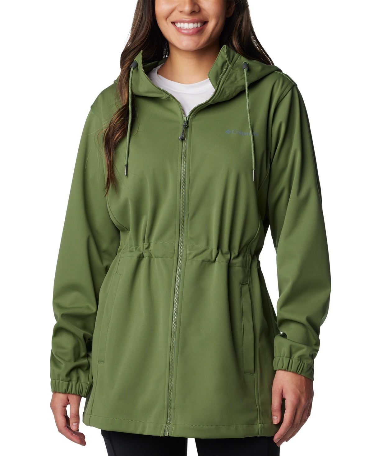 Columbia Women Windbreaker Jacket Coat Medium Green Solid