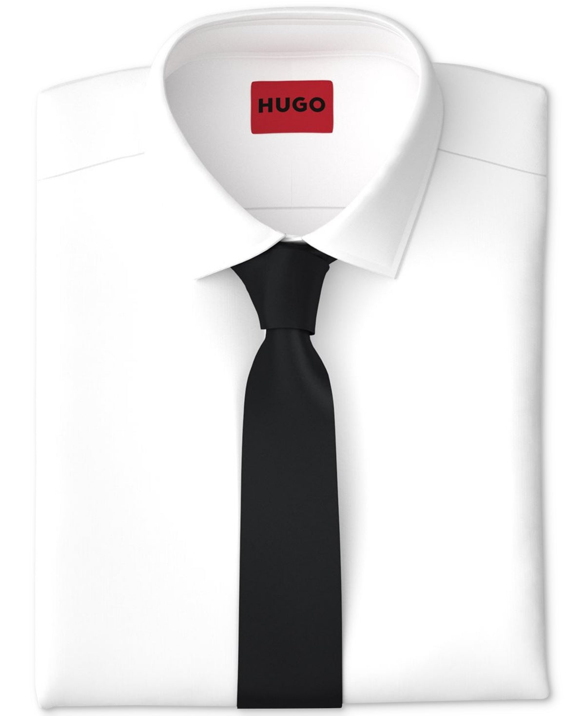 Hugo Boss Mens Skinny fit Tie Necktie One Size Black Solid Silk