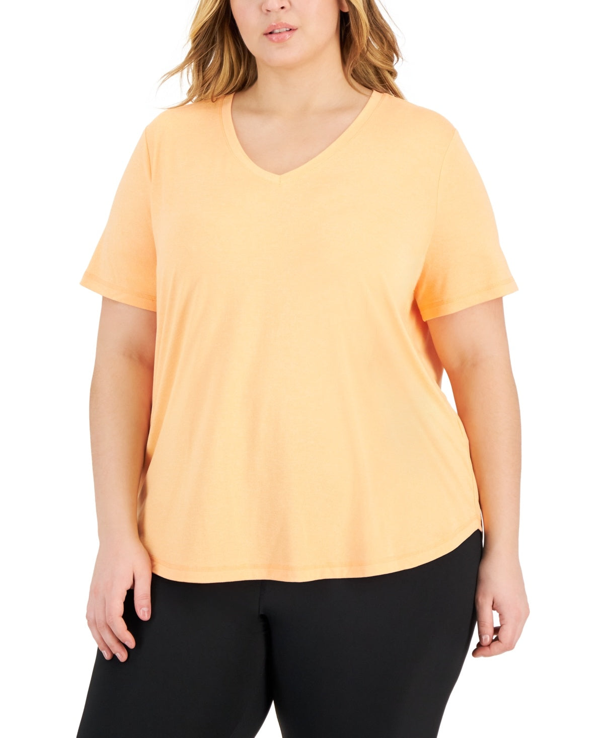 ID Ideology Women Regular fit Short Sleeve T-Shirt Shirt 3X Orange Solid