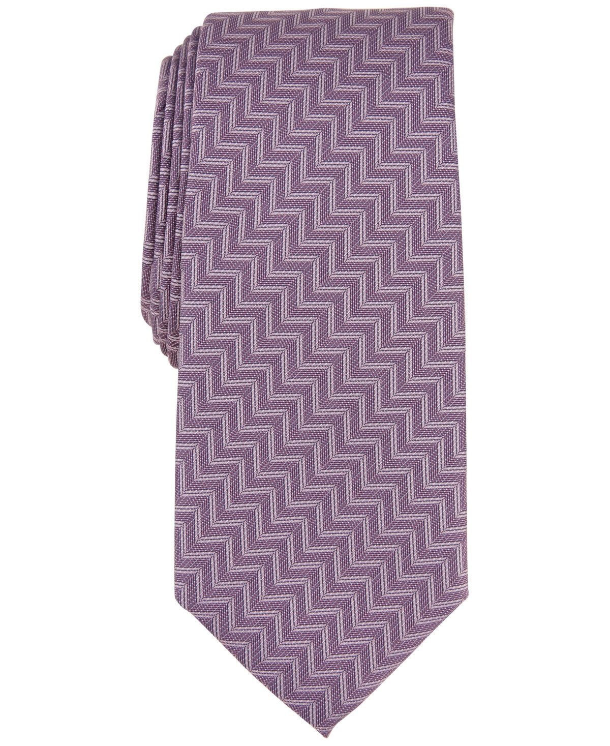 Alfani Men Regular fit Tie Necktie One Size Pink Zig Zag