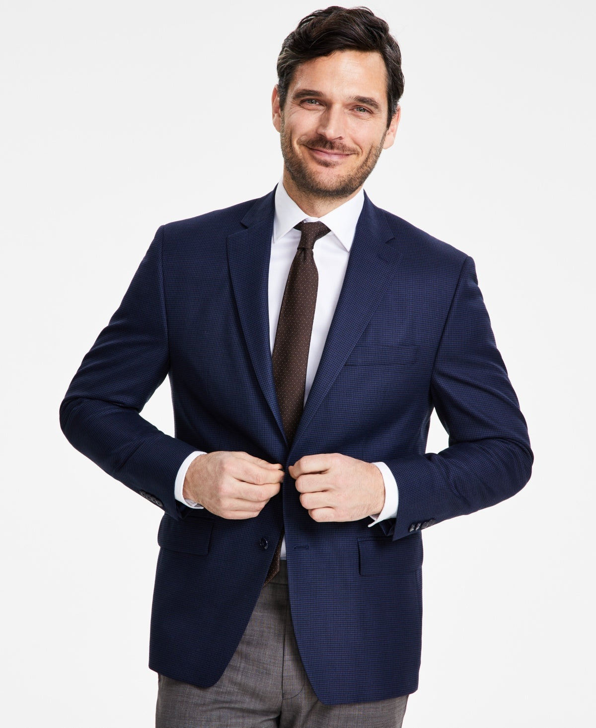 Michael Kors Mens Classic fit Sport Coat Blazer 40 R Blue Geometric