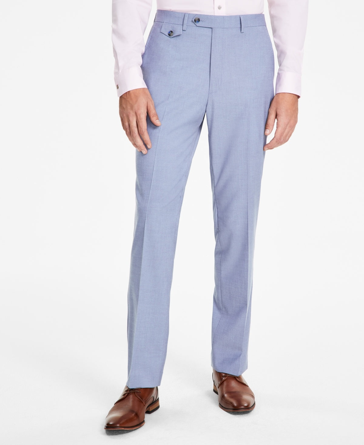 Tayion Collection Mens Classic fit Dress Pants 34 / 32 Light Blue Solid