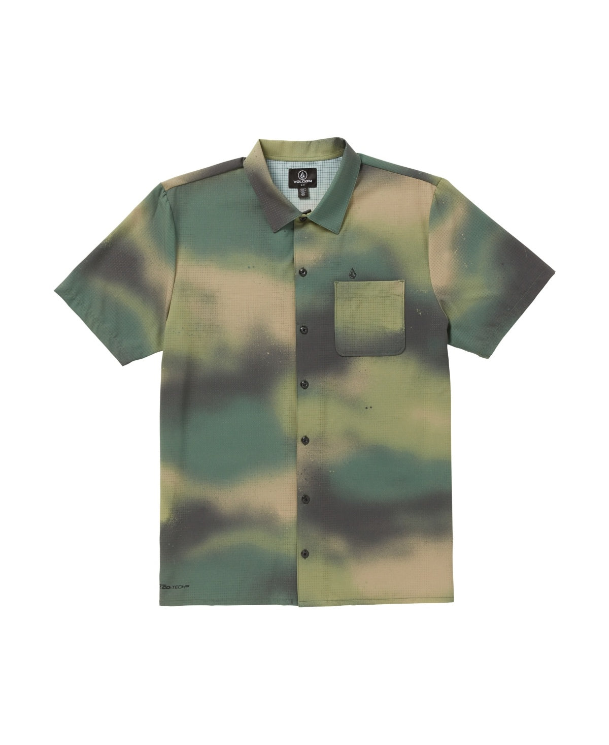Volcom Mens Regular fit Short Sleeve Button-Up Shirt XL Green Camouflage