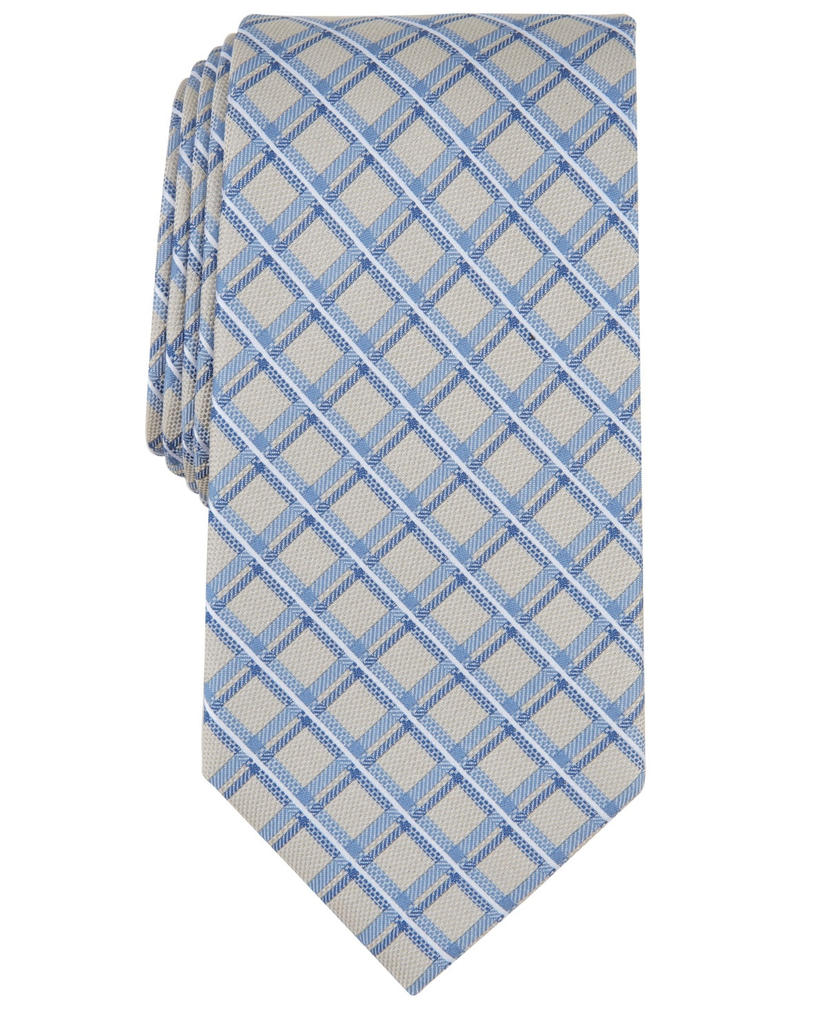 Michael Kors Mens Regular fit Tie Necktie One Size Beige Blue Argyle/Diamond