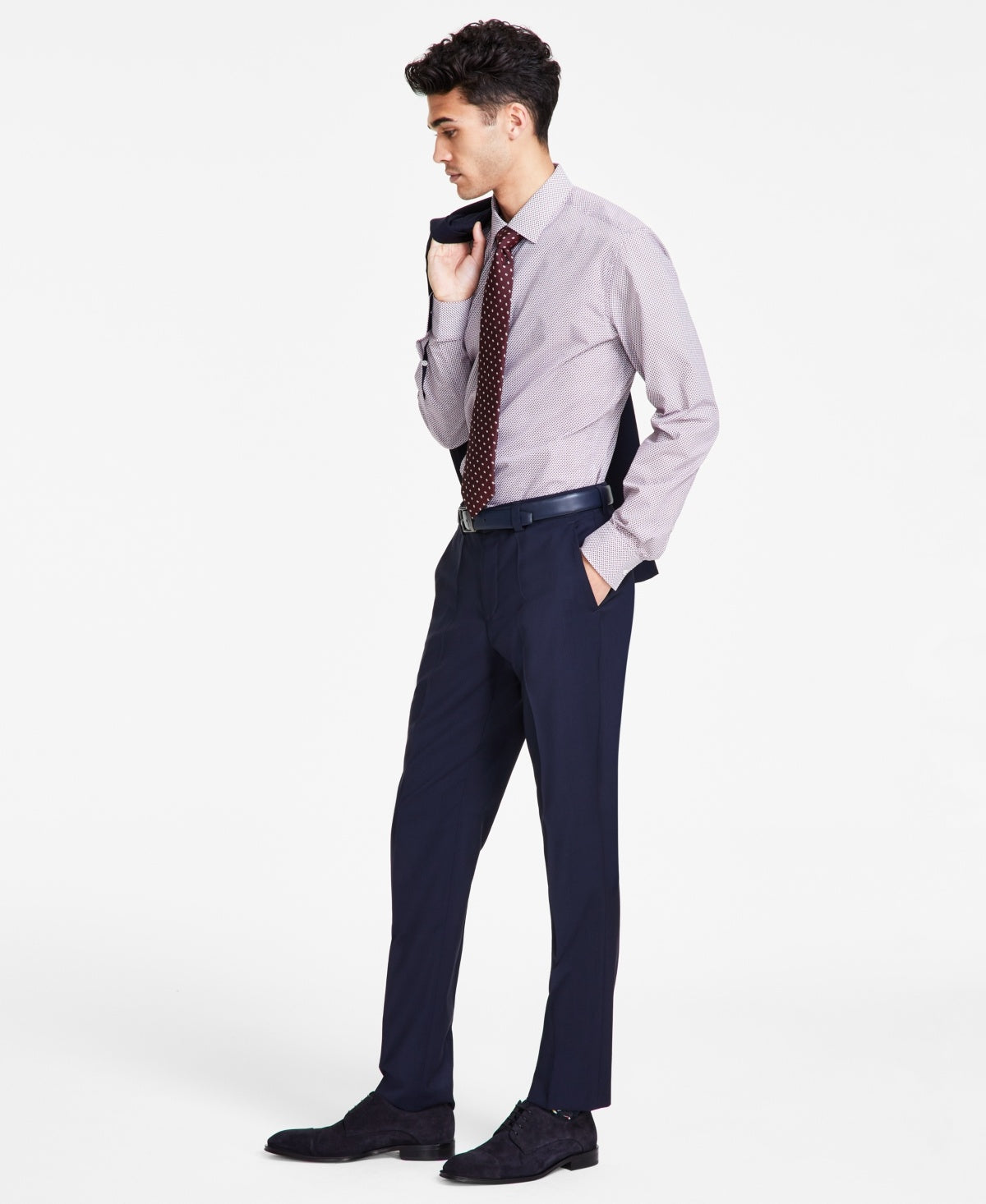 Hugo Boss Mens Modern fit Dress Pants 48 / 32 Navy Blue Solid