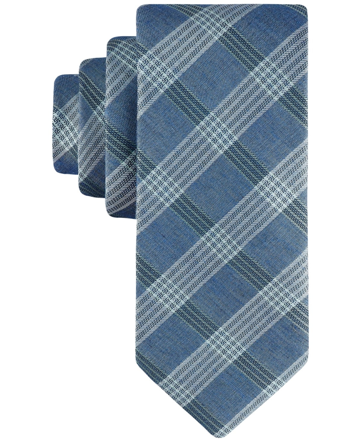 Calvin Klein Mens Necktie One Size Blue Brady Plaid