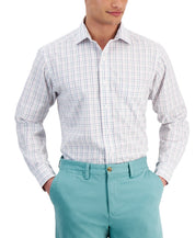 Club Room Mens Regular fit Dress Shirt Large 16 in 34-35 Green Plaid