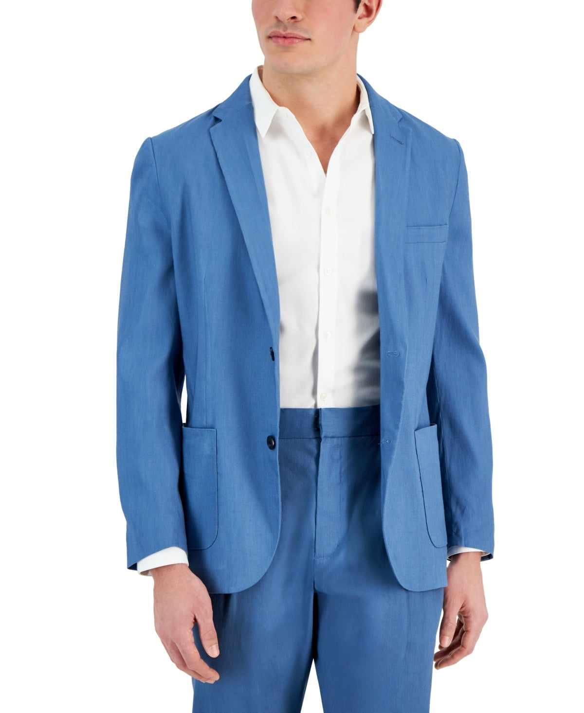 Alfani Mens Regular fit Sport Coat Blazer XXL Blue Solid Stretch