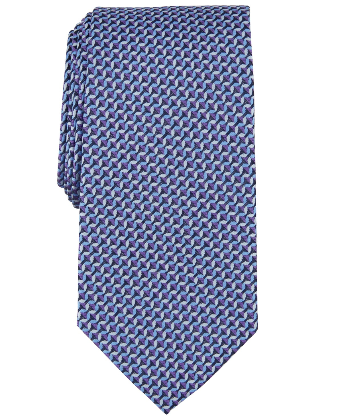 Perry Ellis Mens Tie Necktie One Size Purple Haine Mini Chevron