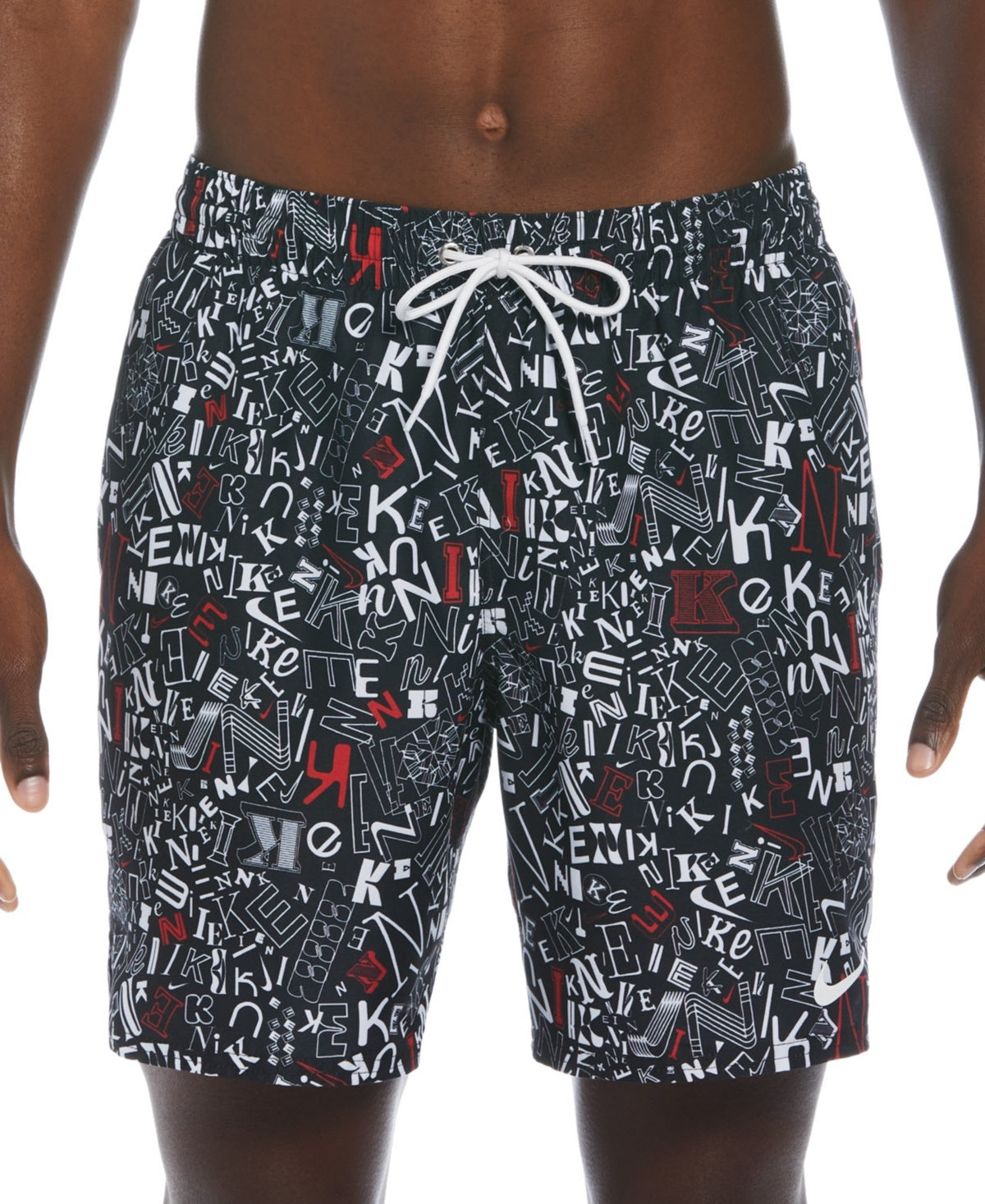 Nike Mens Regular fit Swim Trunks Swimwear Medium Black Logo Print