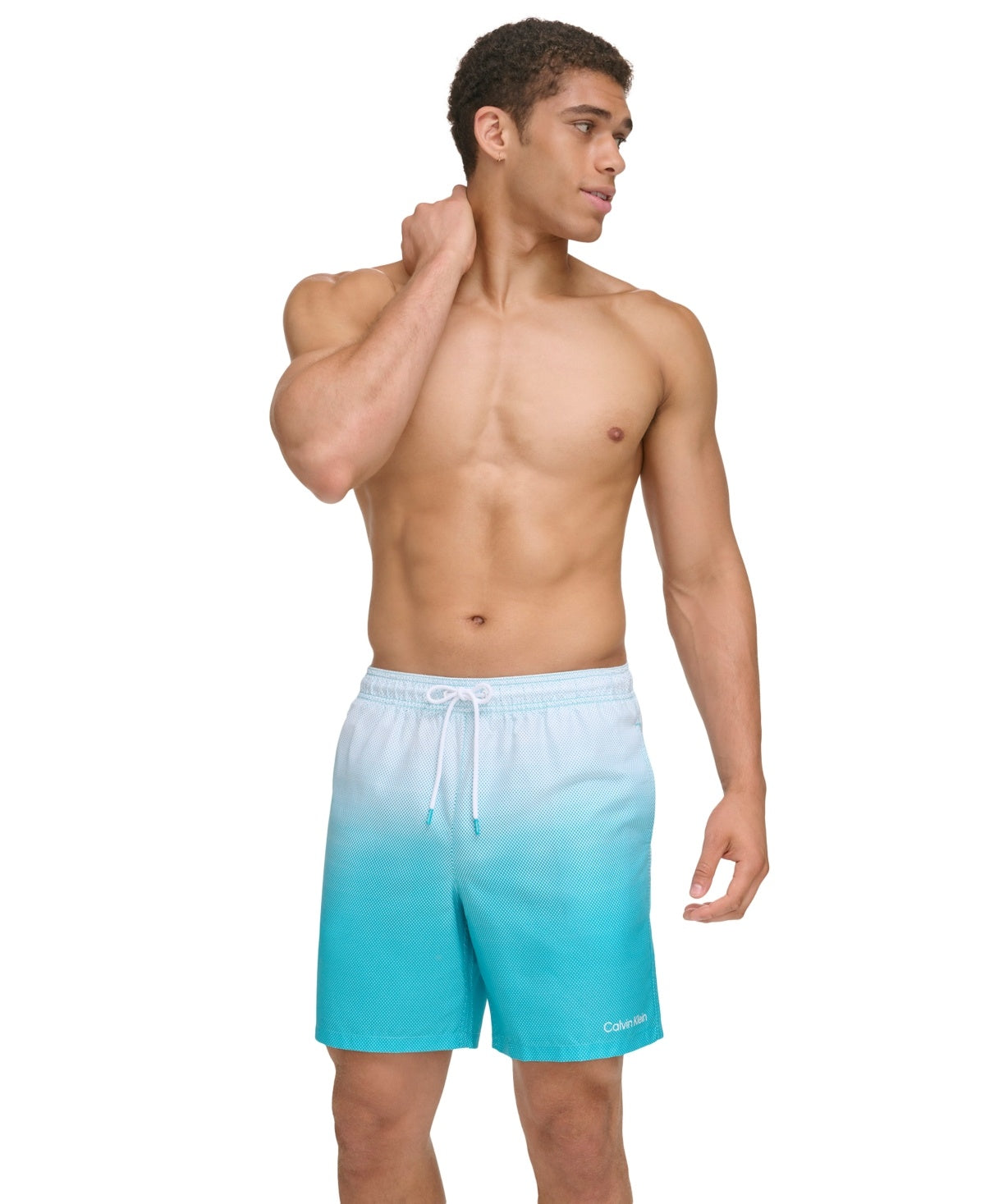 Calvin Klein Mens Regular fit Swim Trunks Swimwear Large 7 Inseam Blue Gradient