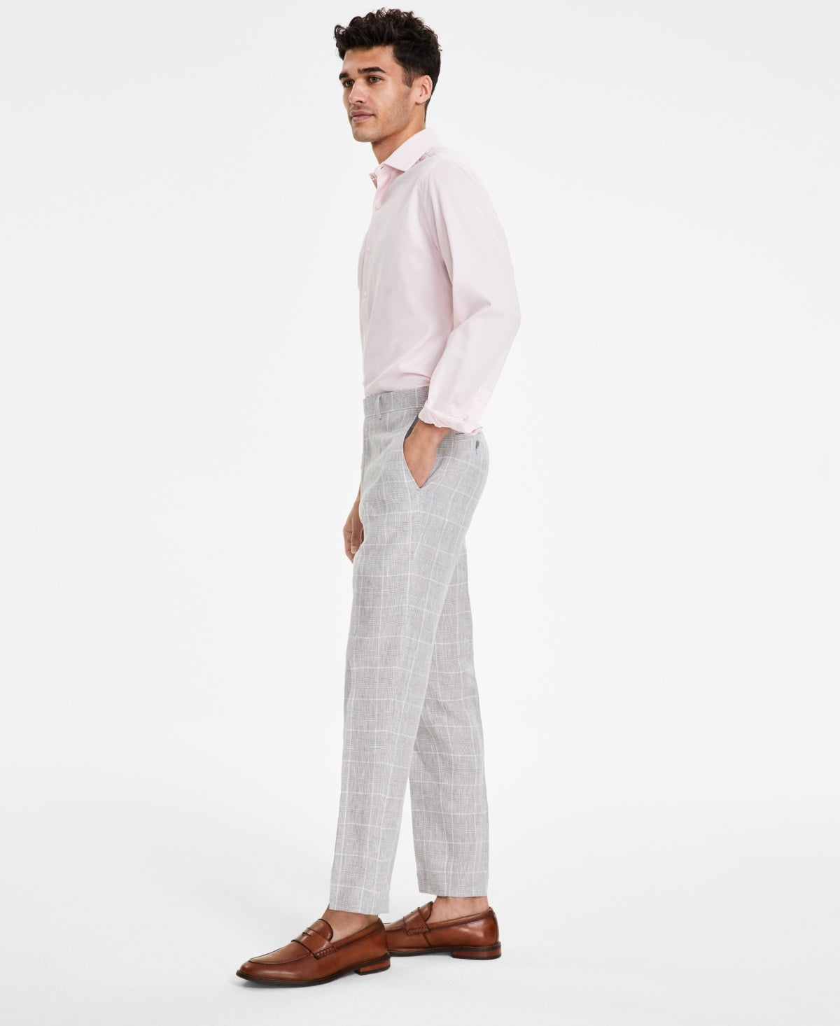 Bar Iii Mens Slim fit Dress Pants 33 / 32 Grey Plaid