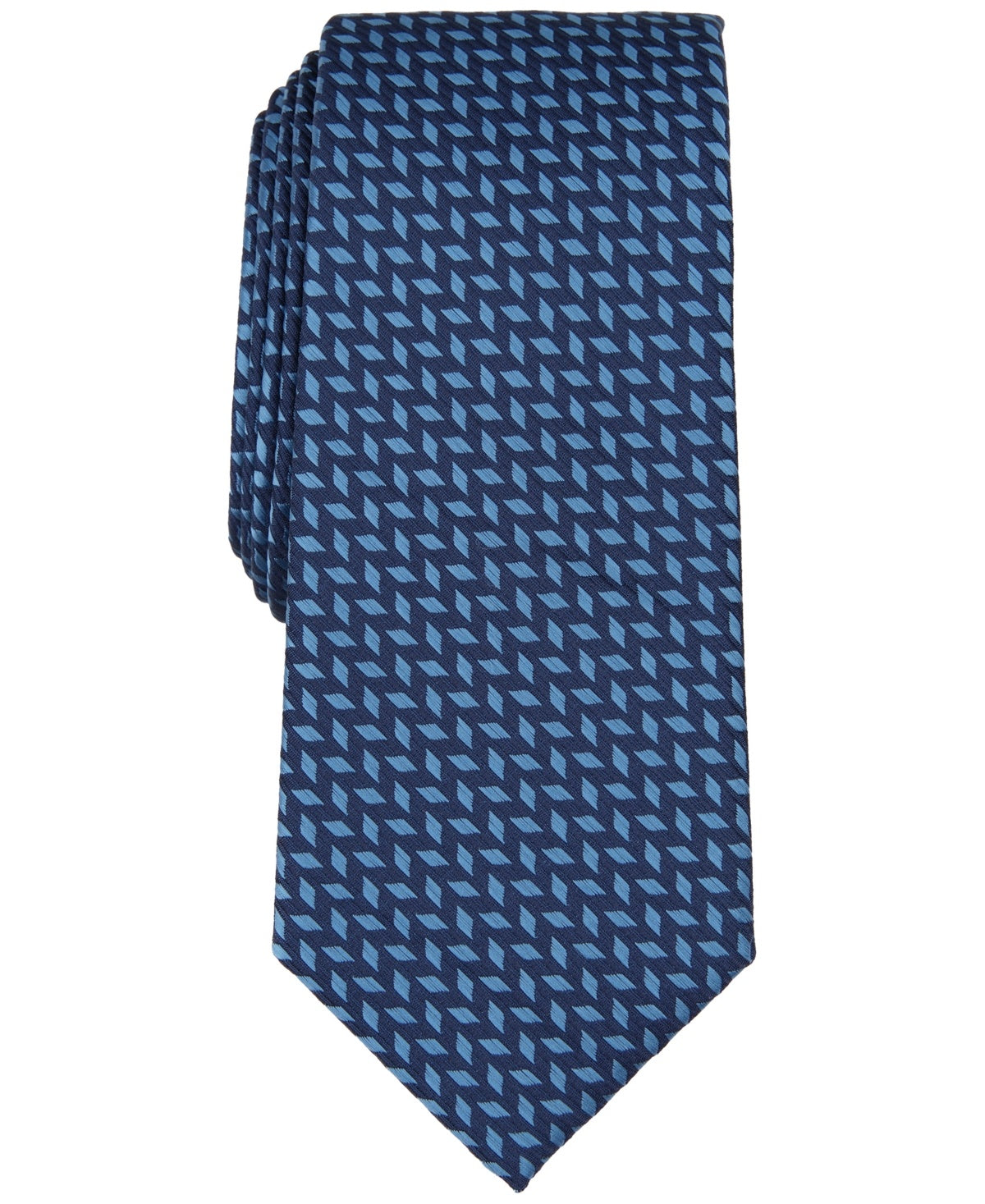 Alfani Men Regular fit Tie Necktie One Size Blue Herringbone