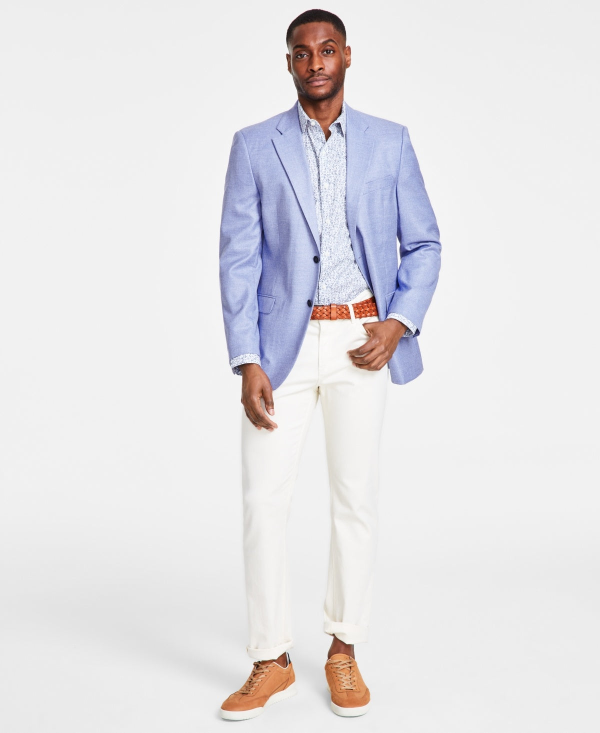Nautica Mens Modern fit Sport Coat Blazer 40 R Light Blue Solid Stretch
