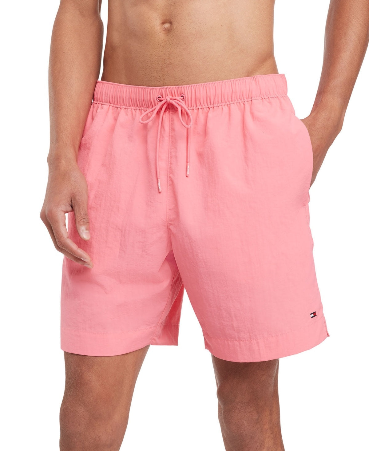 Tommy Hilfiger Mens Regular fit Swim Trunks Swimwear Small Pink Solid
