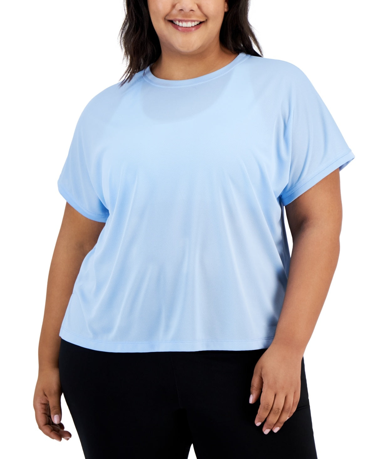 ID Ideology Womens Loose fit Short Sleeve T-Shirt Shirt 3X Blue Solid