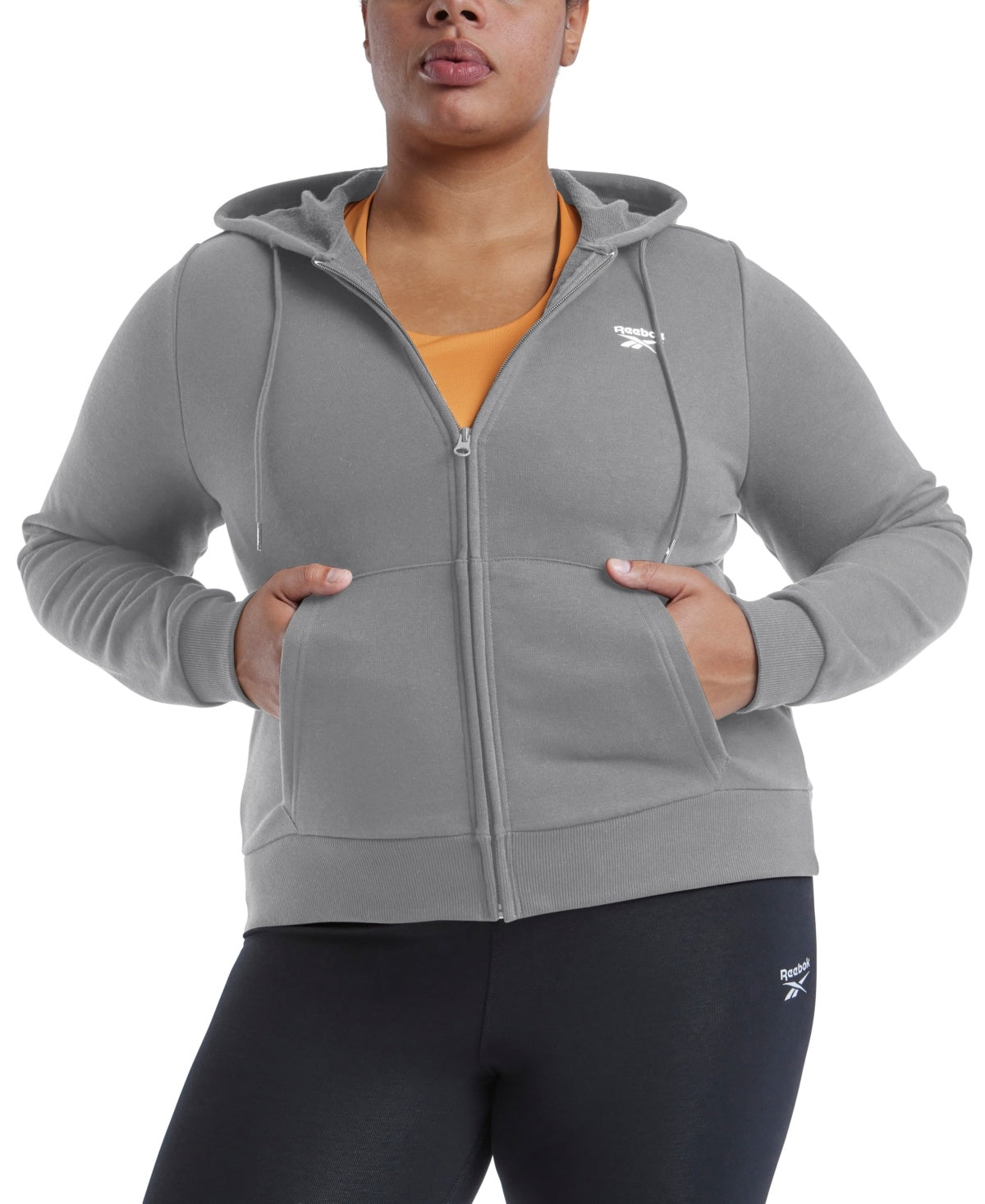 Reebok Womens Regular fit Hoodie Sweatshirt 1X Grey Solid