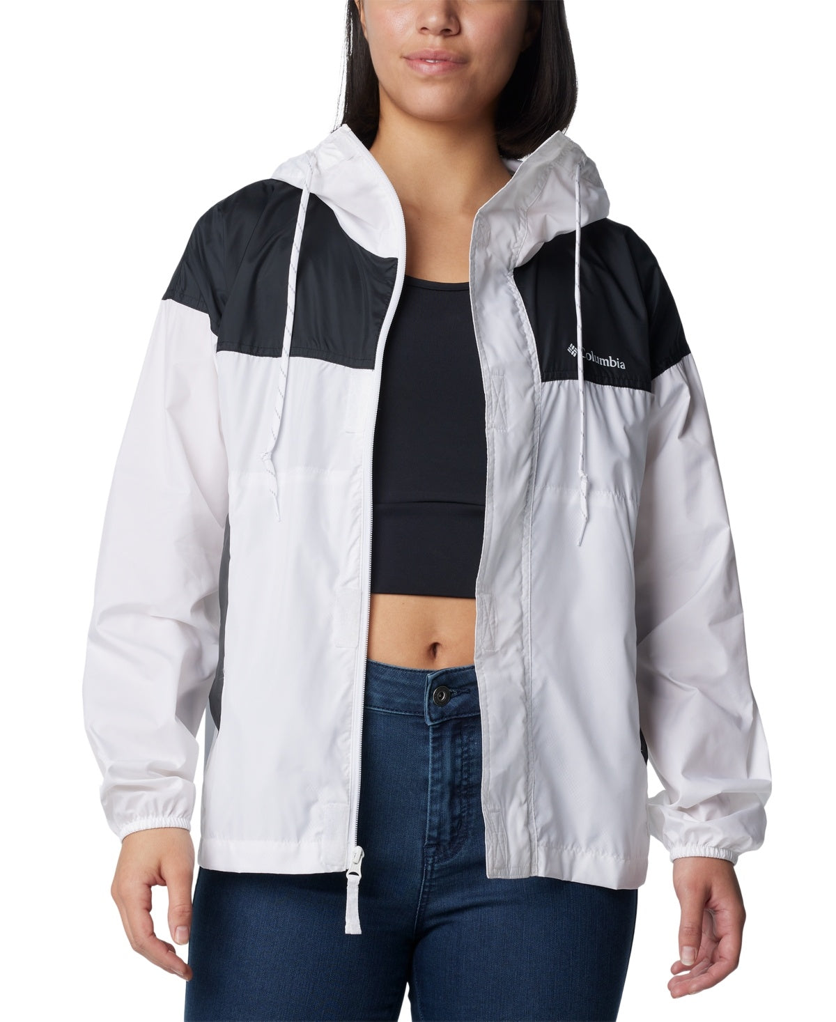 Columbia Womens Windbreaker Coat Small White Black