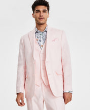 Bar Iii Mens Slim fit Sport Coat Blazer 44 S Light Pink Solid Linen Linen