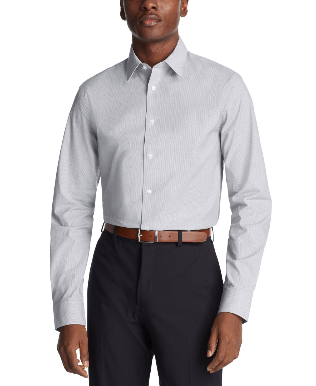 Calvin Klein Men Slim fit Dress Shirt Small 14.5 in 32-33 Blue Striped