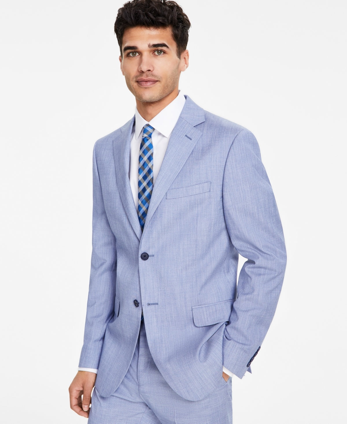 Dkny Mens Modern fit Suit Jacket Blazer 36 R Light Blue Stretch