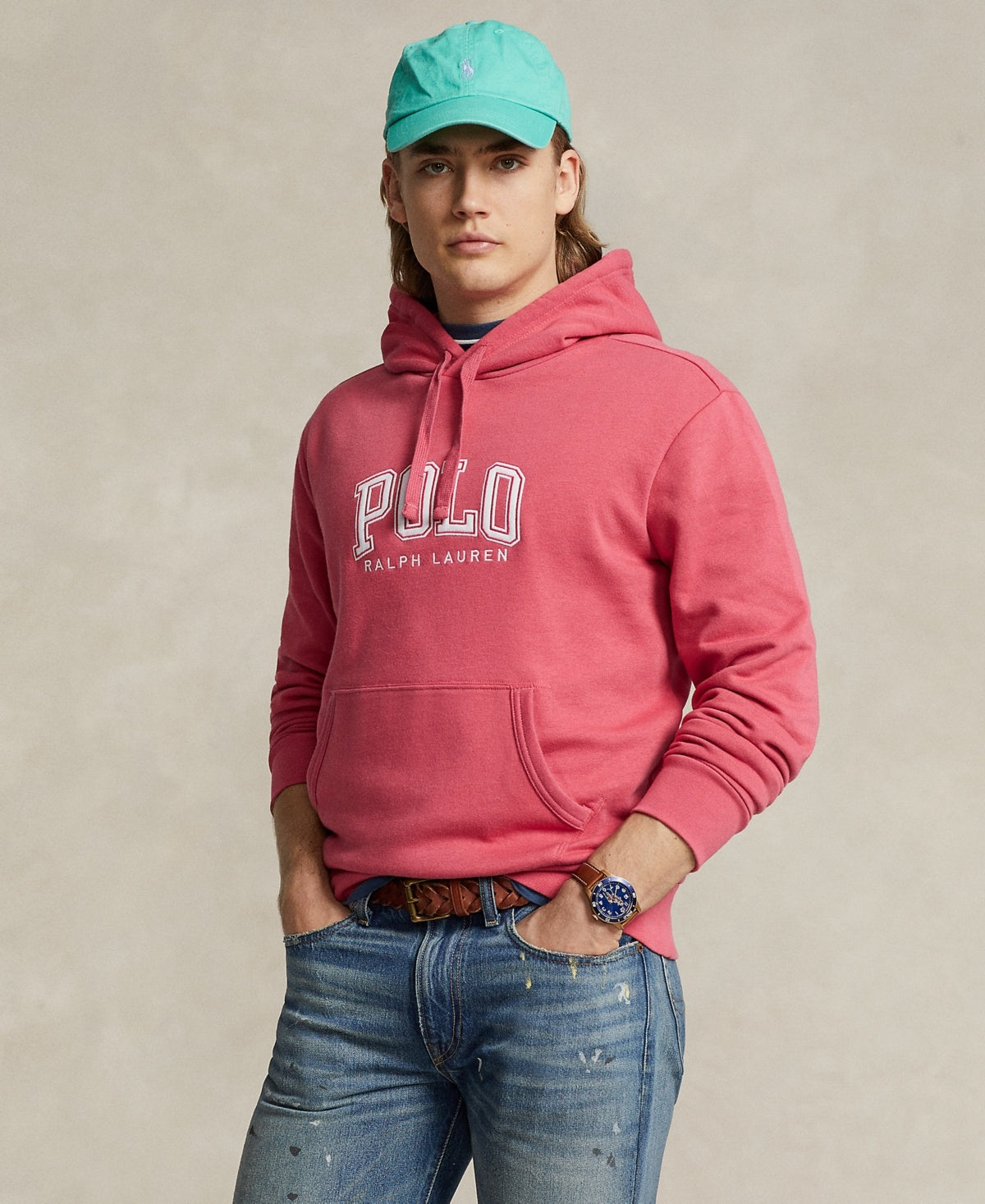 Polo Ralph Lauren Mens Regular fit Hoodie Sweatshirt Medium Pink Solid