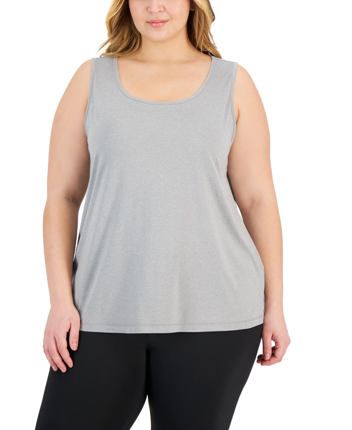 ID Ideology Womens Regular fit Sleeveless Tank Top Shirt 1X Grey Solid