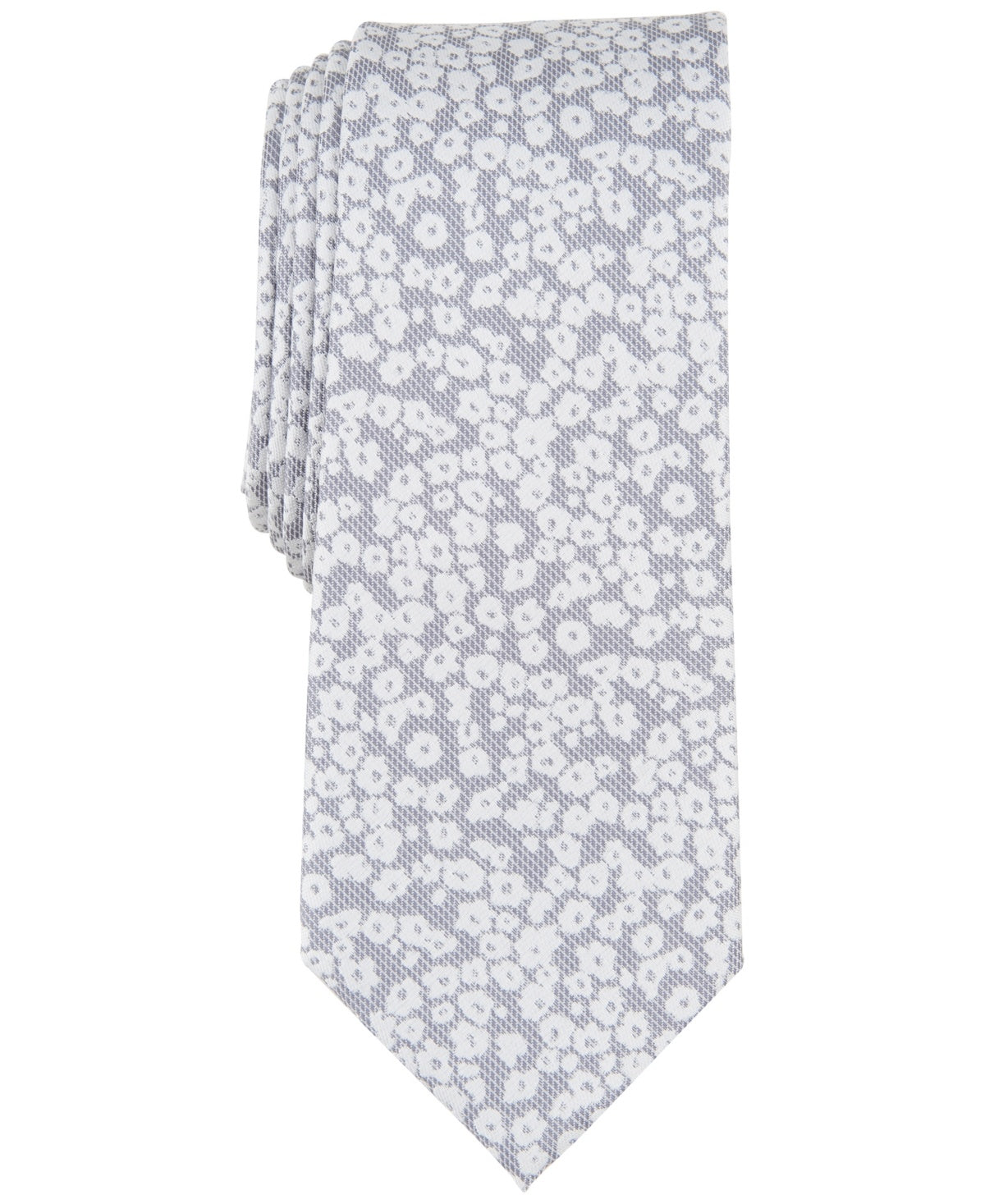 Bar Iii Men Regular fit Tie Necktie One Size Grey Floral