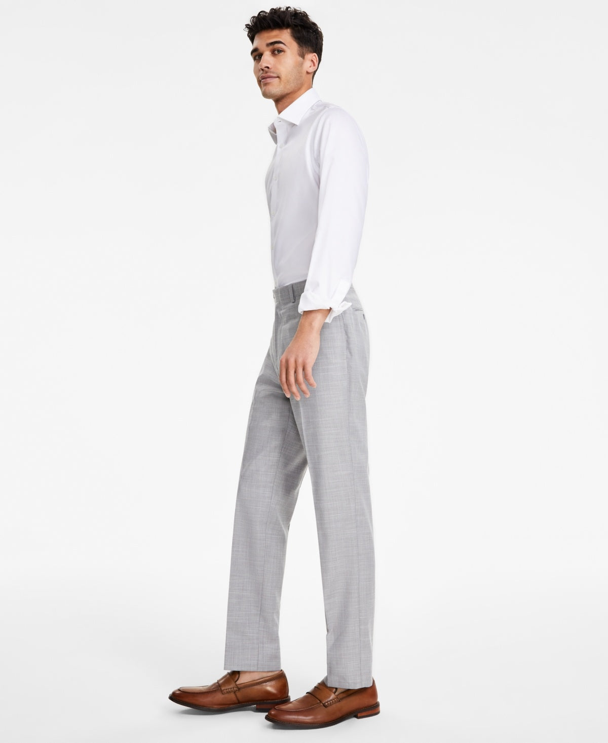 Calvin Klein Mens Slim fit Dress Pants 33 / 30 Light Grey Solid