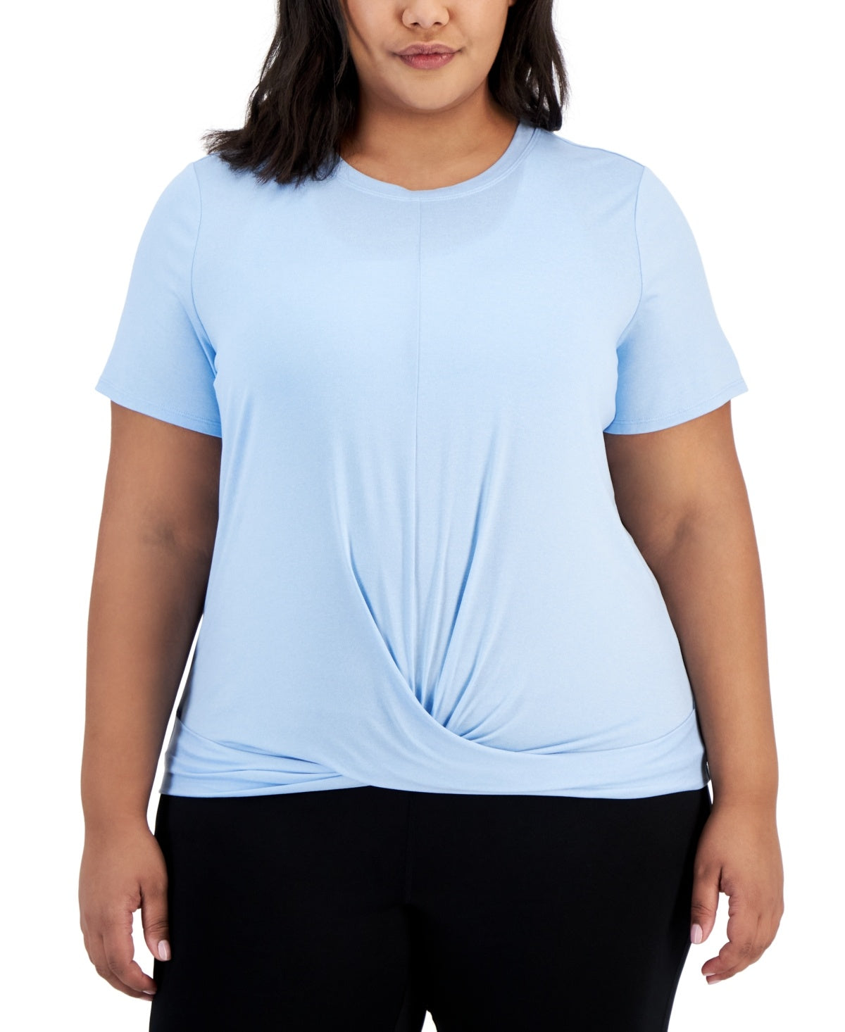 ID Ideology Women Regular fit Short Sleeve T-Shirt Shirt 1X Blue Solid