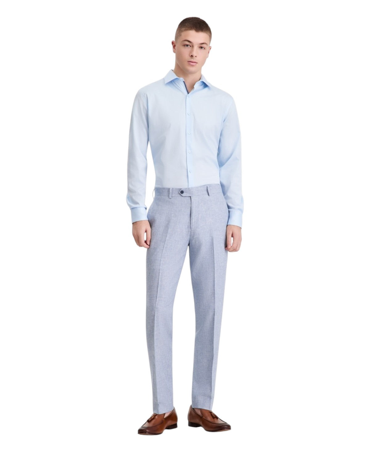 Bar Iii Mens Slim fit Dress Pants 32 / 32 Light Blue Solid Linen