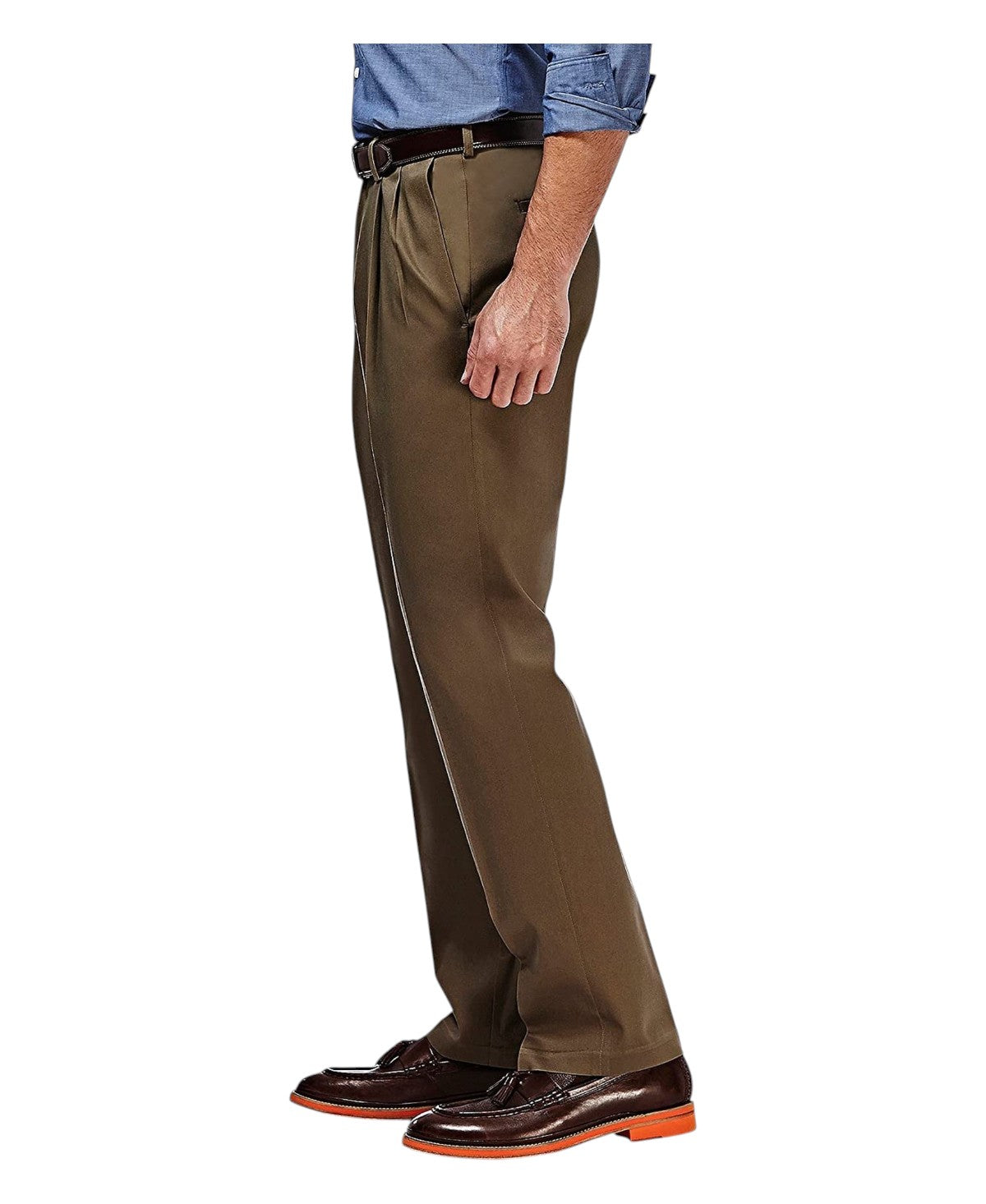 Haggar Mens Classic fit Dress Pants 40 / 32 Brown Solid