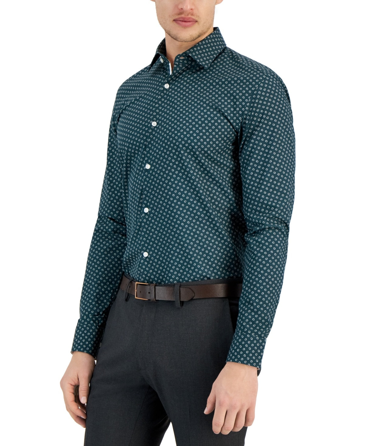 Hugo Mens Slim fit Dress Shirt Medium 15.5 in Long Sleeve Dark Green