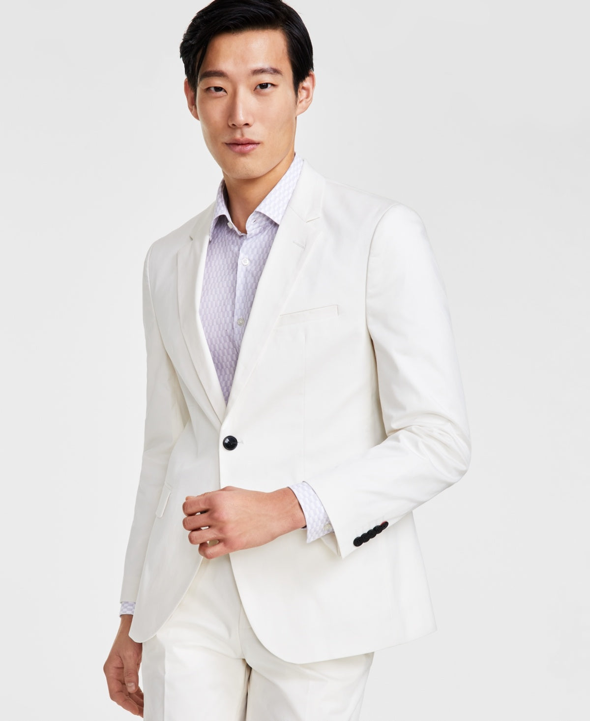 Hugo Boss Mens Slim fit Cotton Suit Jacket Blazer 40 R White Solid