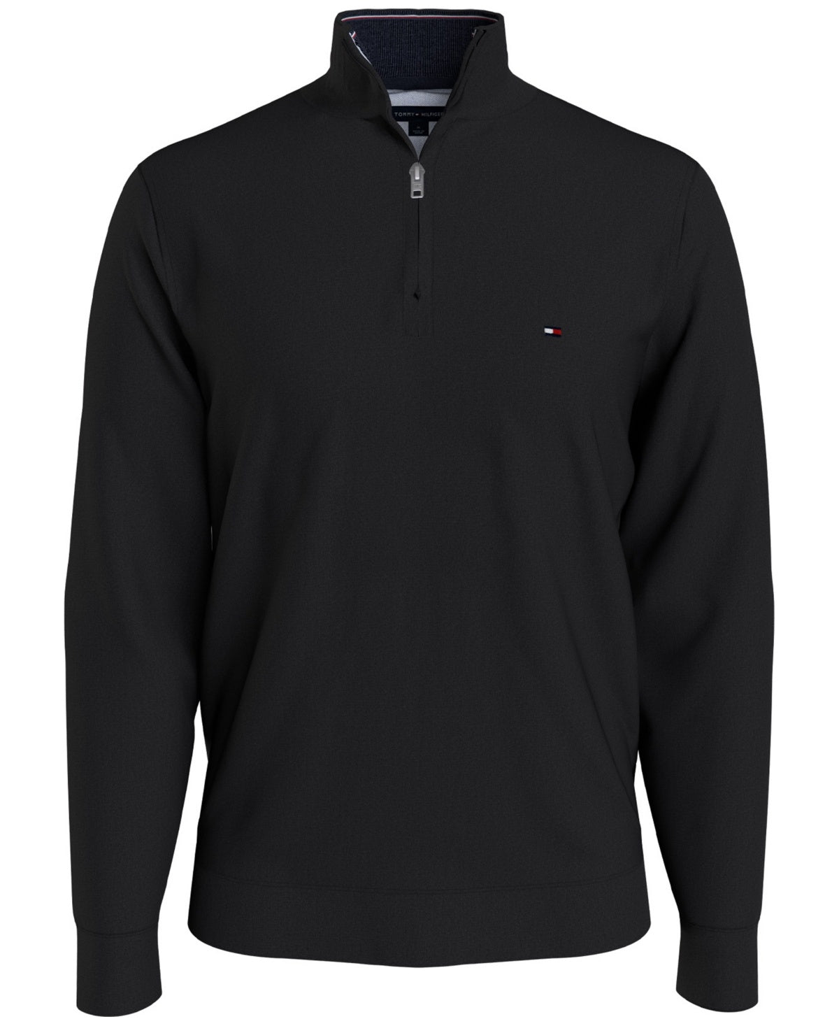 Tommy Hilfiger Men's Big & Tall Mock Neck Quarter Zip Sweater Black 5XLT