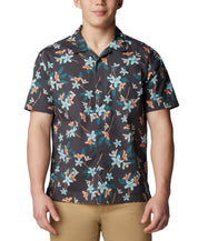 Columbia Men Regular fit Short Sleeve Button-Up Shirt XXL Grey Floral