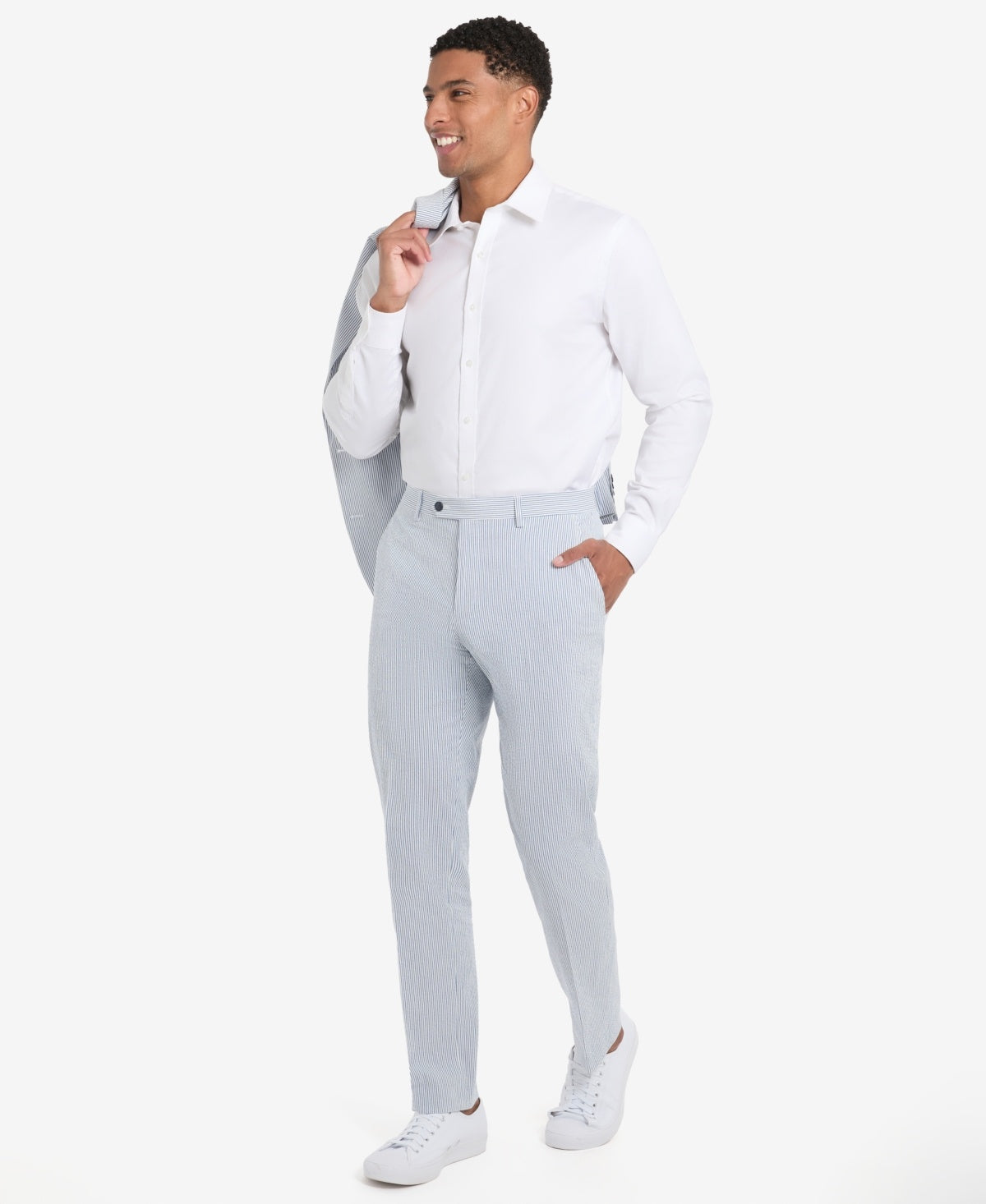 Tommy Hilfiger Mens Modern fit Dress Pants 36 / 30 Light Blue Striped