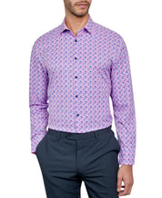 Construct Mens Slim fit Dress Shirt XXL 18-18.5 35-36 Pink Floral