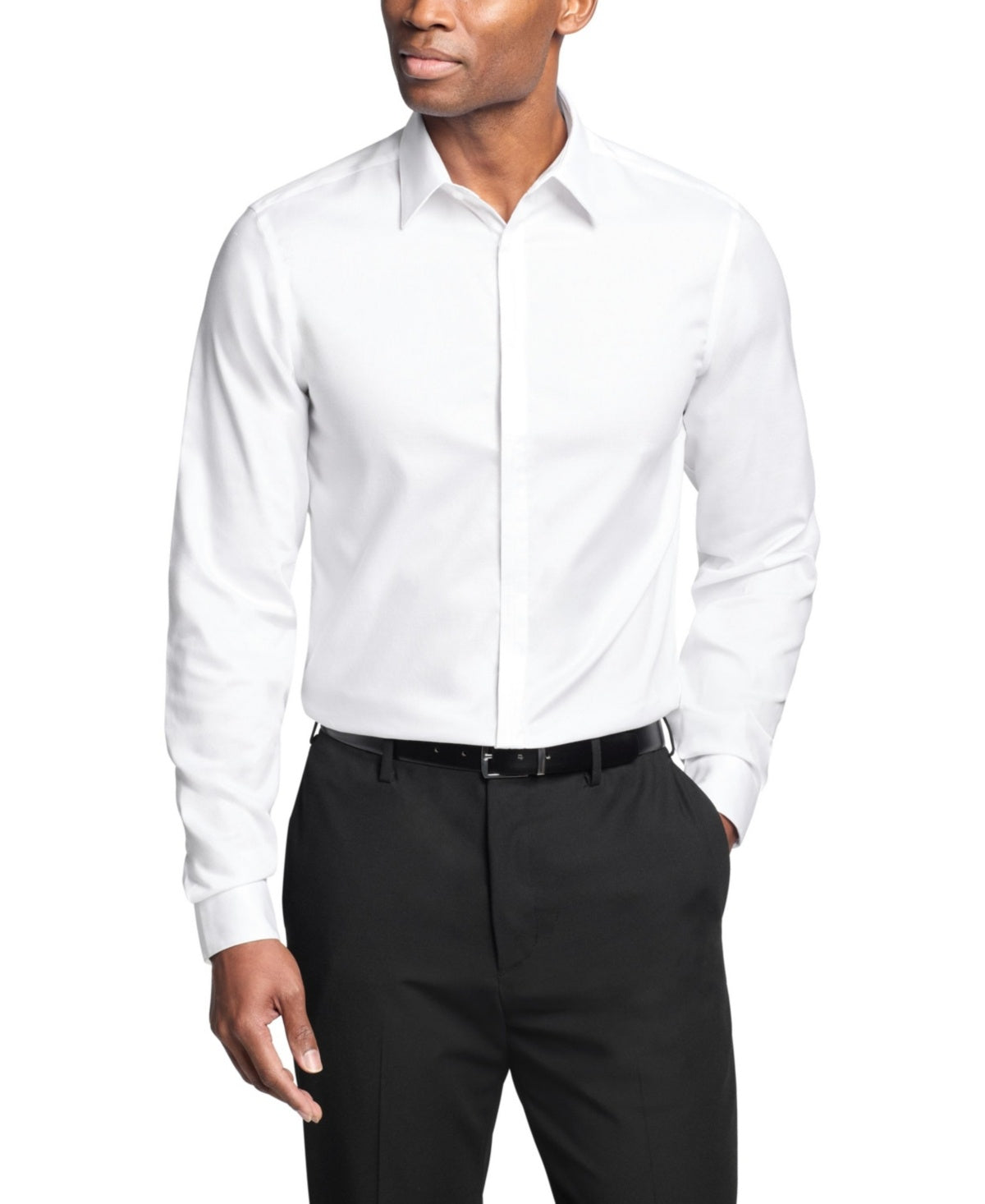Calvin Klein Mens Slim fit Dress Shirt Large 16 in 32-33 White Solid