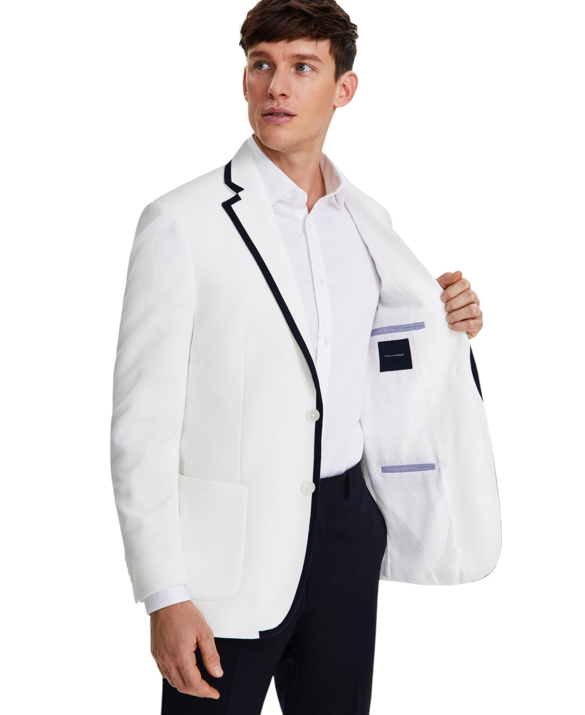 Tommy Hilfiger Mens Modern fit Sport Coat Blazer 44 S White Green Tipped